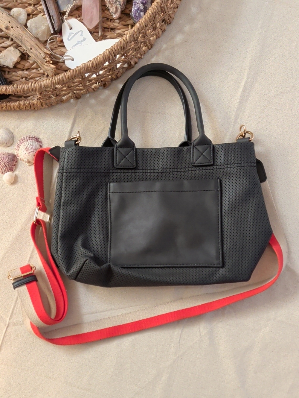Black Purse Tote with Red and Cream Accent Strap From Universal Thread TARGET
